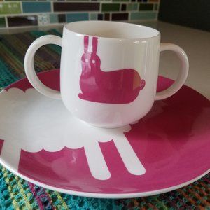 Kate SPade child's plate and mug sheep rabbit